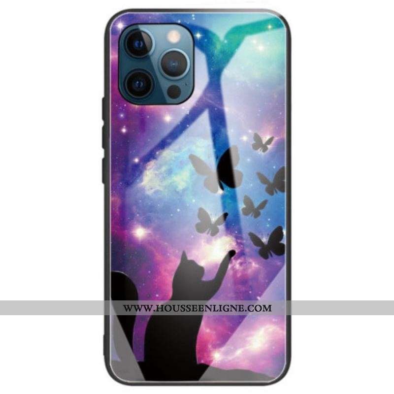 Coque iPhone 14 Pro Max Verre Trempé Chat aux Étoiles