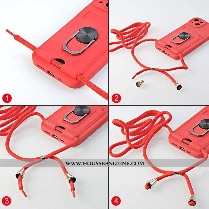 Coque iPhone 14 Pro Max à Cordon Porte-Carte et Support