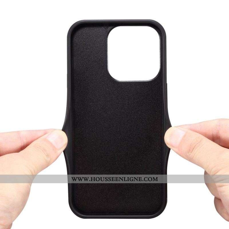 Coque iPhone 14 Pro Porte-Carte avec Sangle Support Croco
