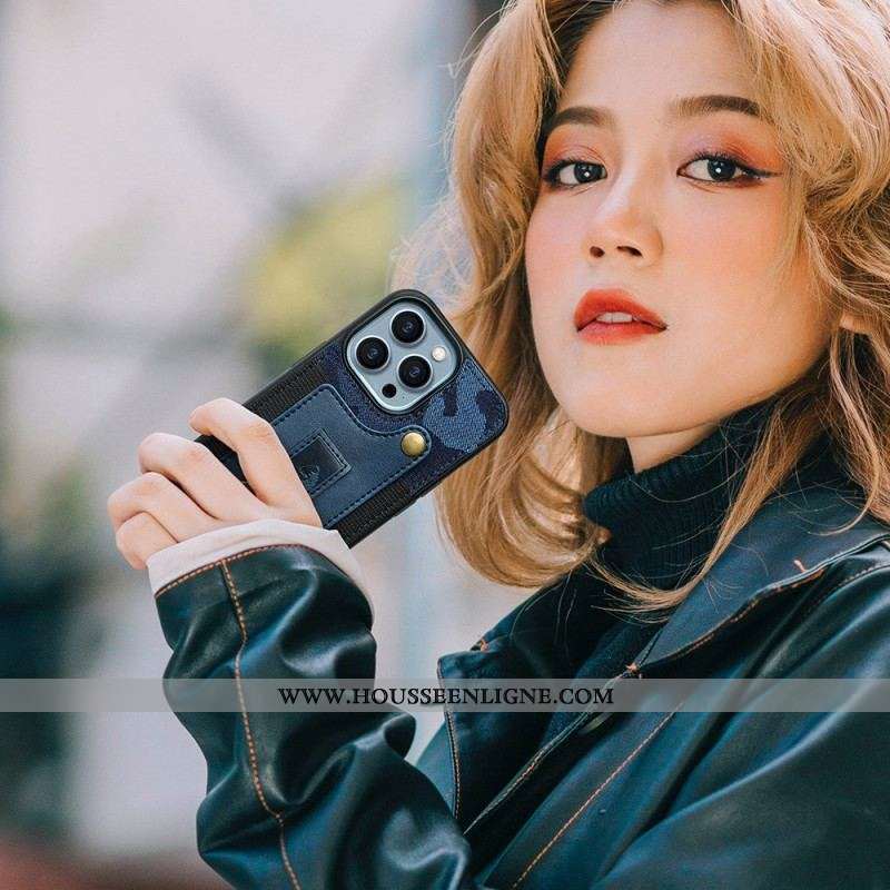 Coque iPhone 14 Pro Porte-Cartes et Sangle Jeans