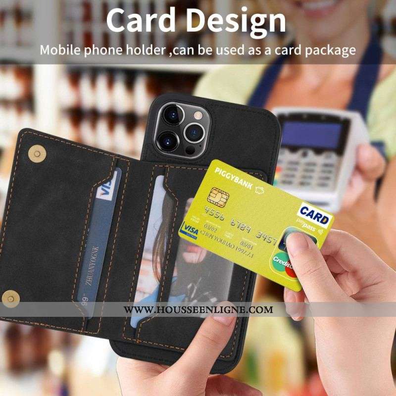 Coque iPhone 14 Pro Portefeuille Support Mains Libres
