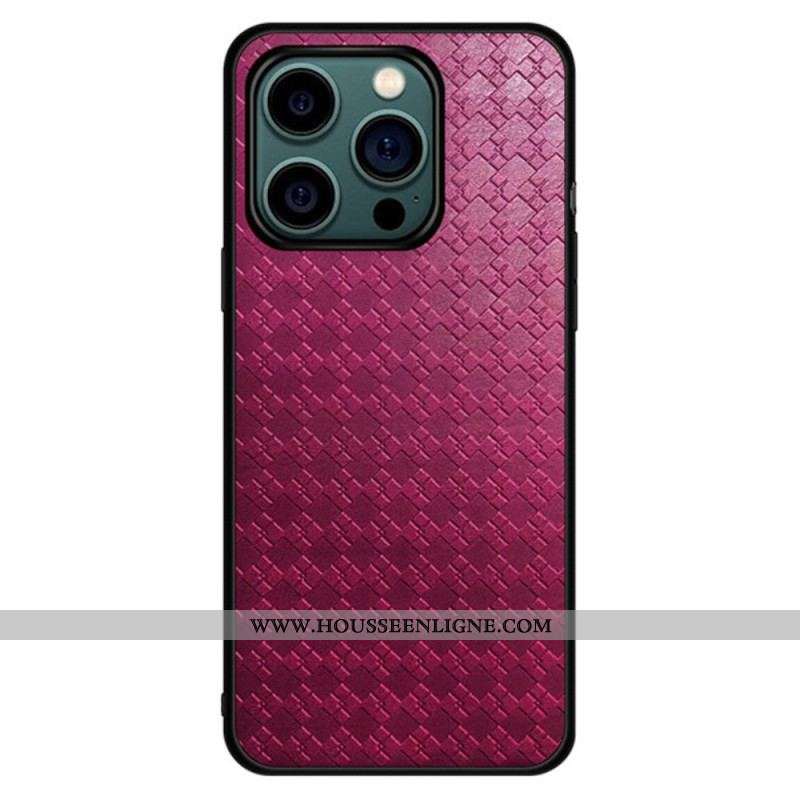 Coque iPhone 14 Pro Simili Cuir Tissé