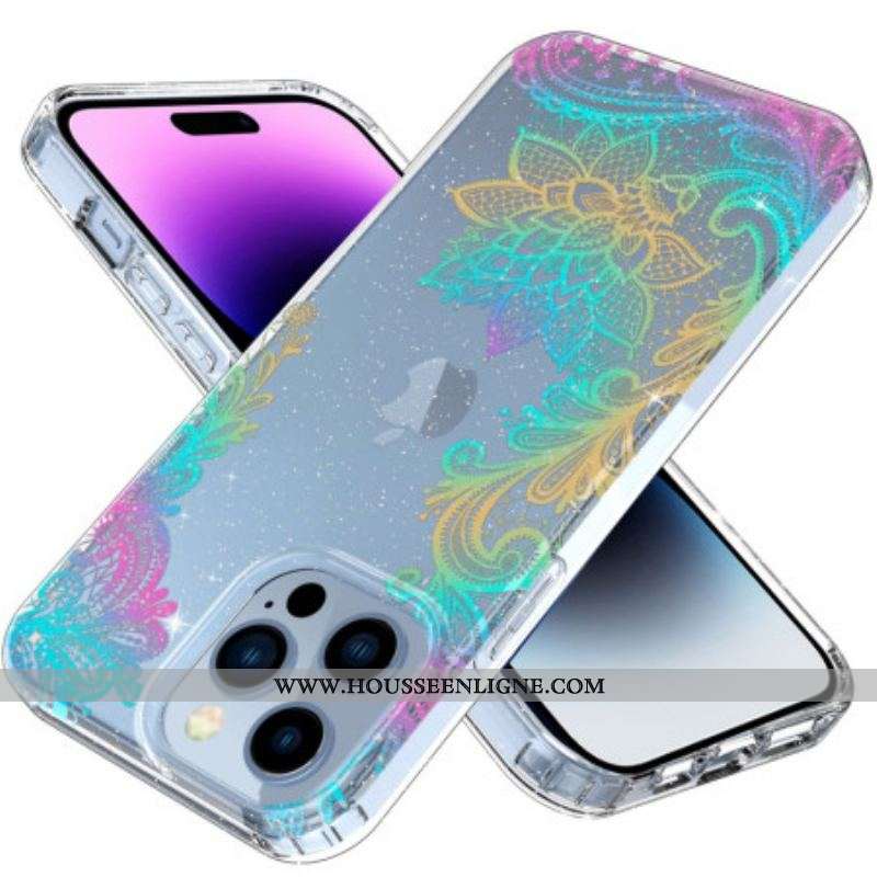 Coque iPhone 14 Pro Transparente Fleurs