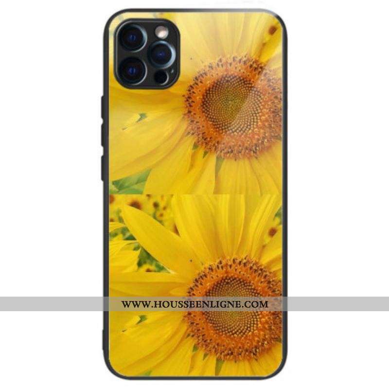 Coque iPhone 14 Pro Verre Trempé Tournesols
