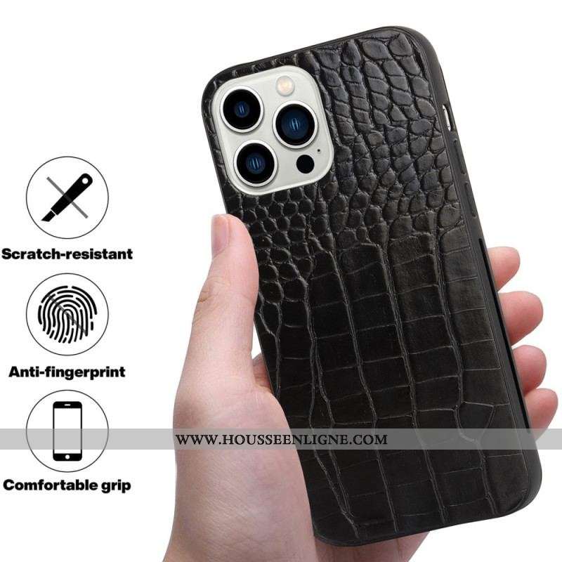 Coque iPhone 14 Pro à Cordon Style Crocodile