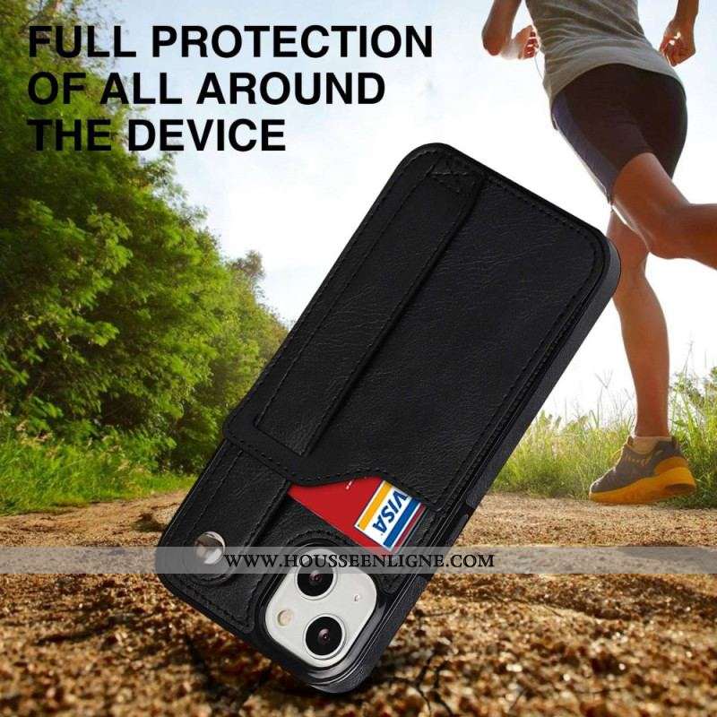 Coque iPhone 14 RFID Porte-Cartes avec Sangle