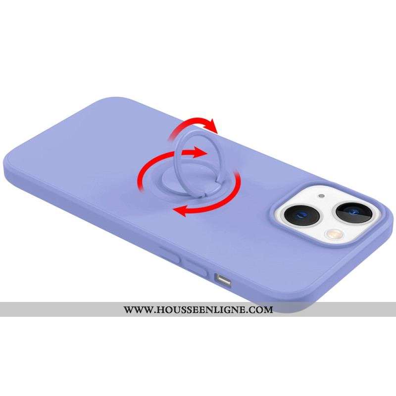 Coque iPhone 14 Silicone Liquide Anneau et Lanière