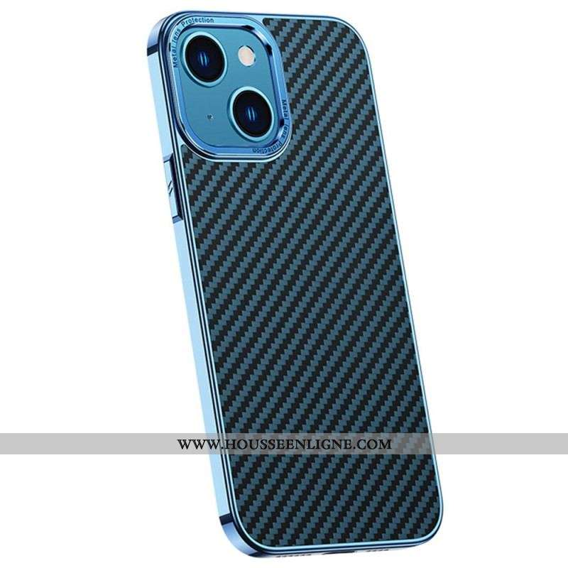 Coque iPhone 14 Simili Cuir Texture fibre Carbone