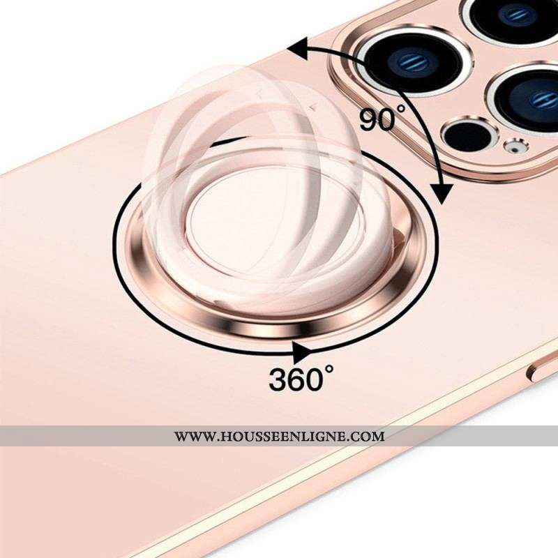Coque iPhone 14 Style Métal Anneau-Support