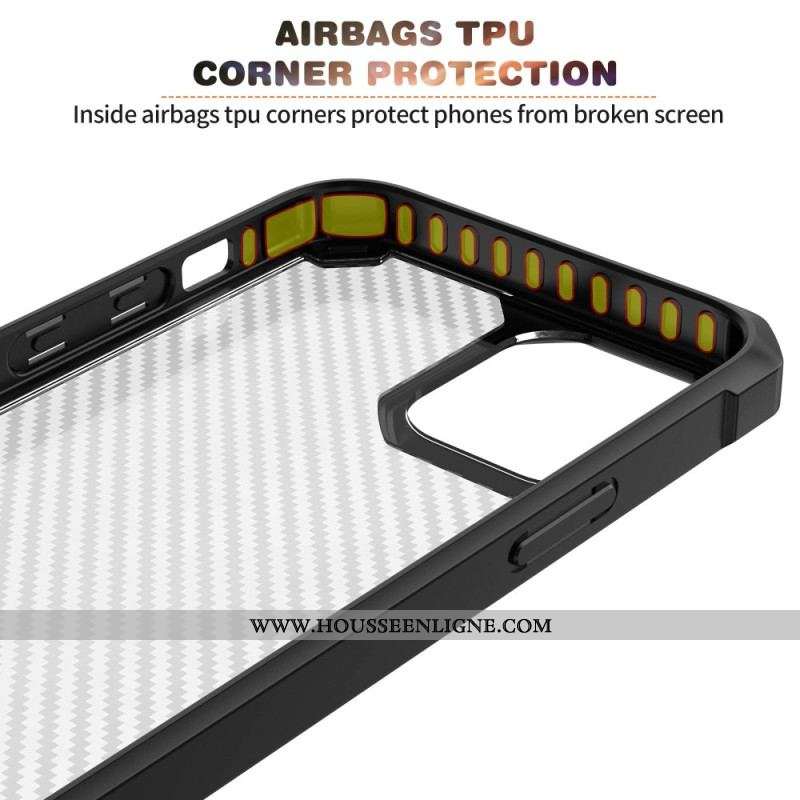 Coque iPhone 14 Transparente Texture Fibre Carbone