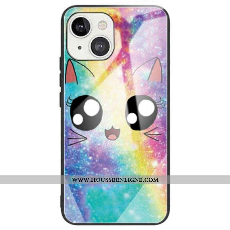 Coque iPhone 14 Verre Trempé Chat Déco
