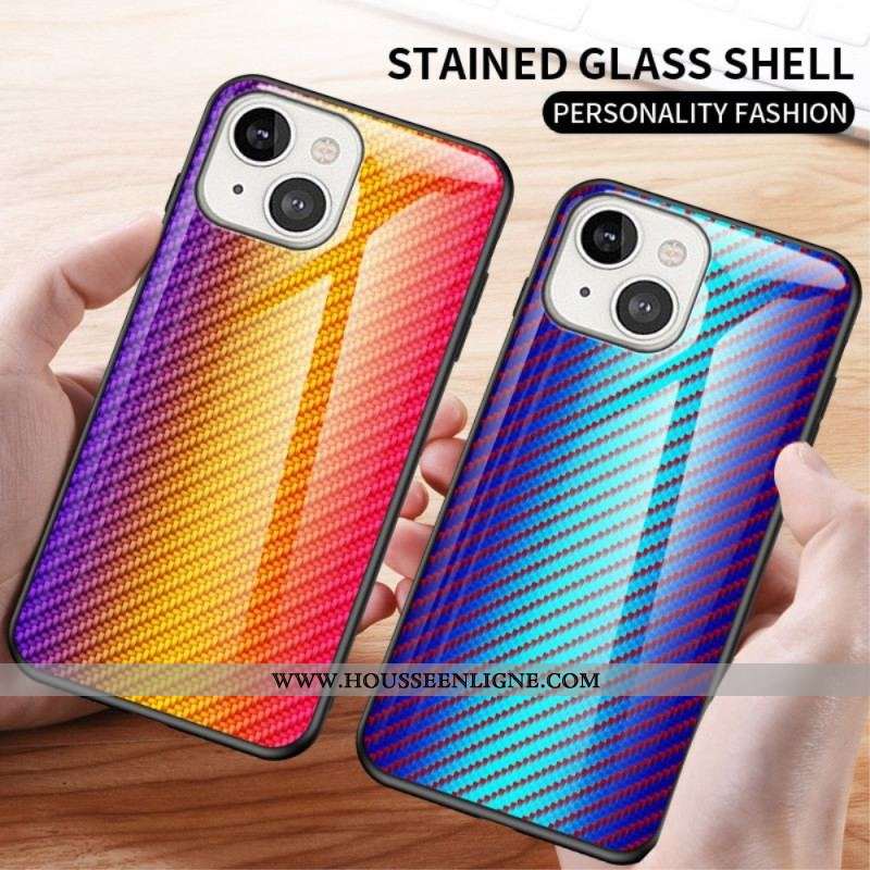 Coque iPhone 14 Verre Trempé Fibre Carbone