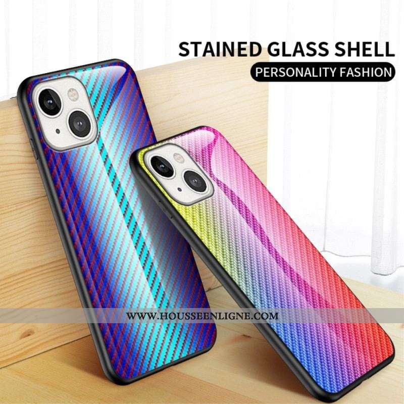Coque iPhone 14 Verre Trempé Fibre Carbone