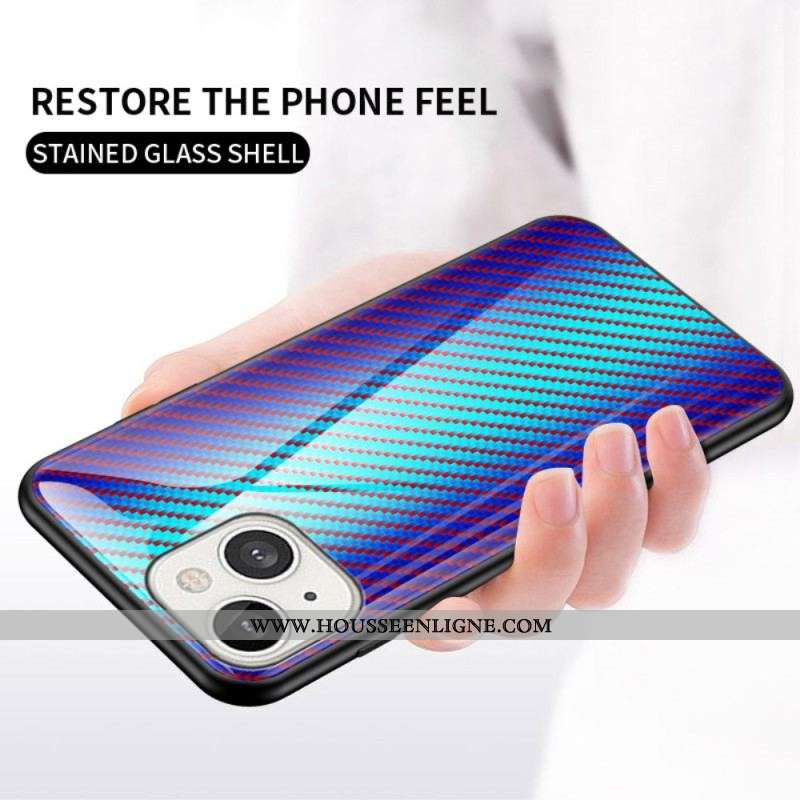 Coque iPhone 14 Verre Trempé Fibre Carbone