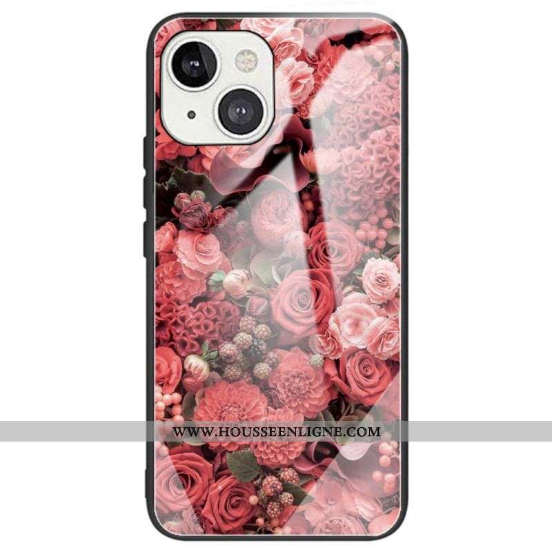 Coque iPhone 14 Verre Trempé Fleurs