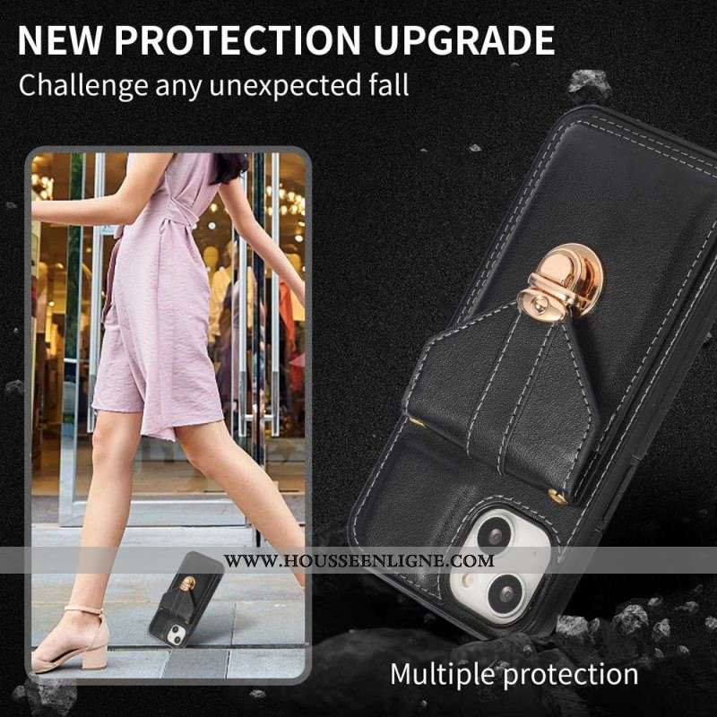 Coque iPhone 14 à Bandoulière Portefeuille