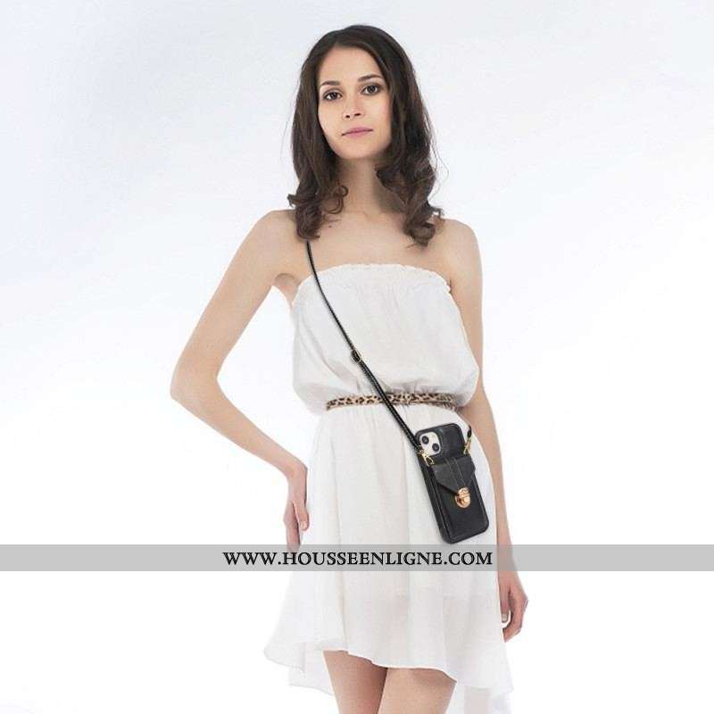 Coque iPhone 14 à Bandoulière Portefeuille