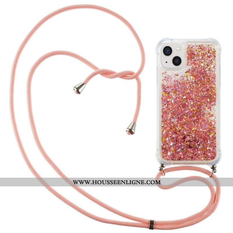 Coque iPhone 14 à Cordon Paillettes Design