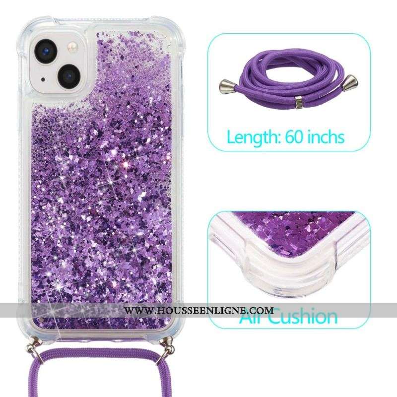 Coque iPhone 14 à Cordon Paillettes Design