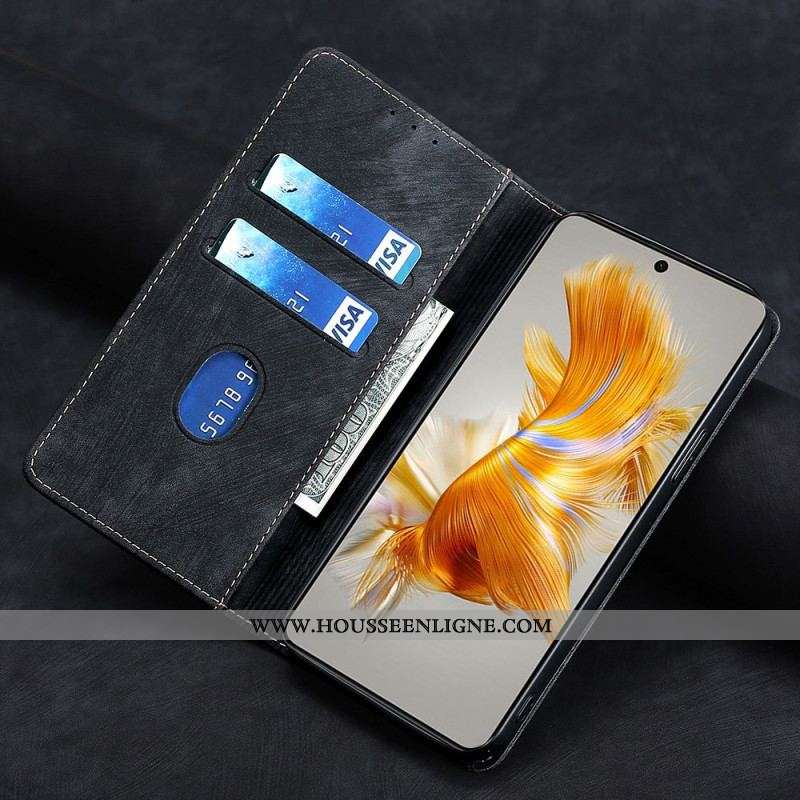 Flip Cover Huawei Mate 50 Pro Simili Cuir Rétro