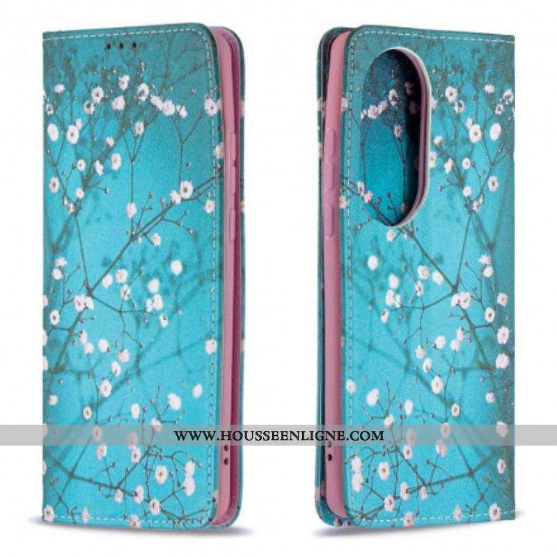 Flip Cover Huawei P50 Pro Branches Fleuries