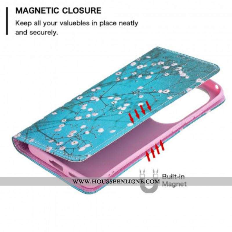 Flip Cover Huawei P50 Pro Branches Fleuries