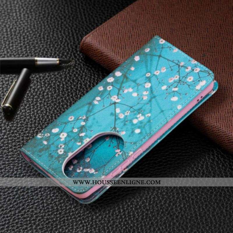 Flip Cover Huawei P50 Pro Branches Fleuries