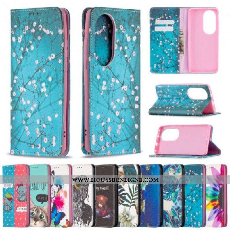 Flip Cover Huawei P50 Pro Branches Fleuries