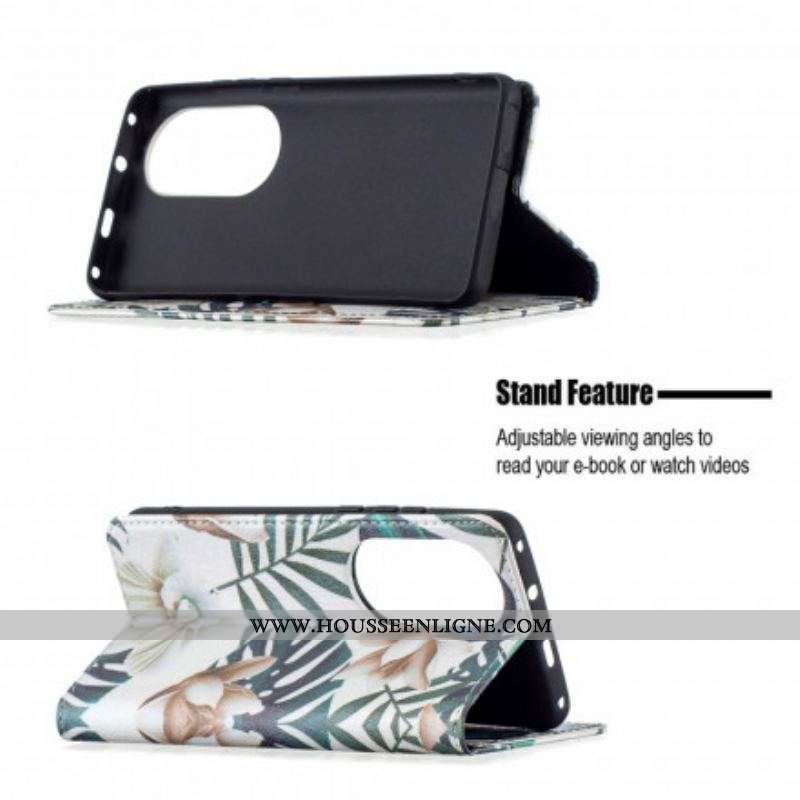Flip Cover Huawei P50 Pro Feuilles