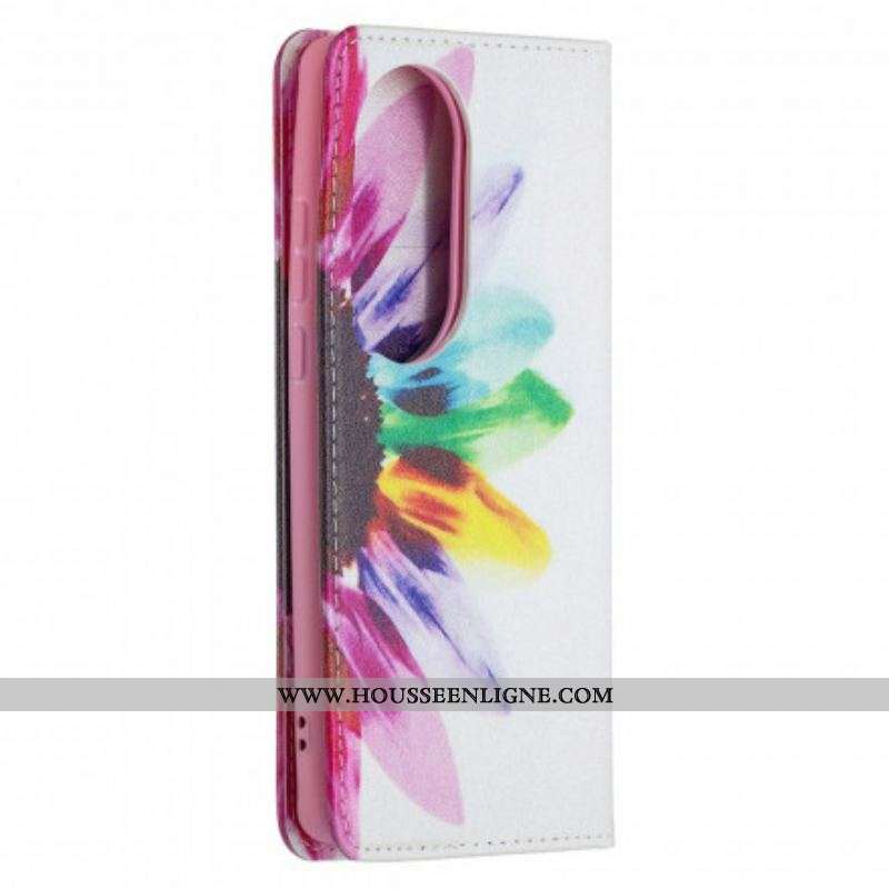 Flip Cover Huawei P50 Pro Fleur Aquarelle