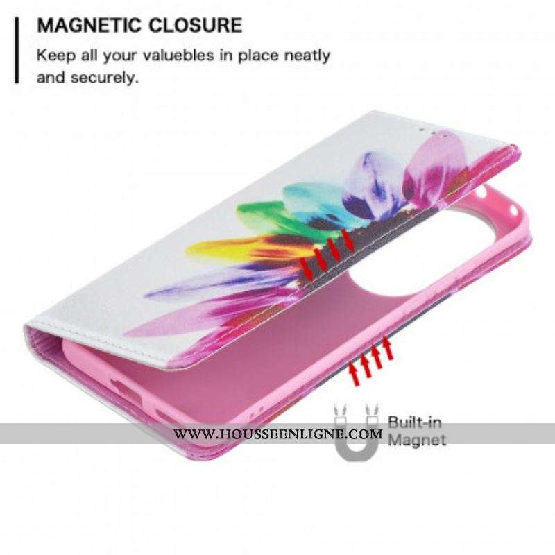 Flip Cover Huawei P50 Pro Fleur Aquarelle