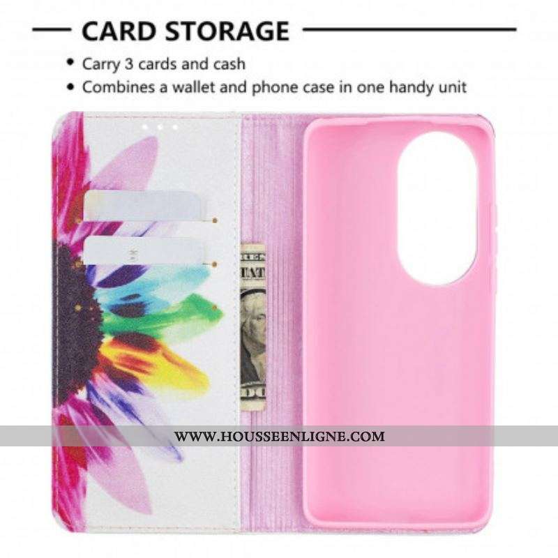 Flip Cover Huawei P50 Pro Fleur Aquarelle