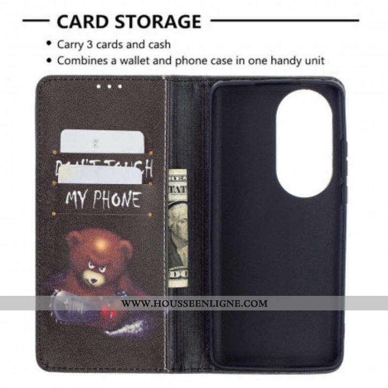 Flip Cover Huawei P50 Pro Ours Dangereux