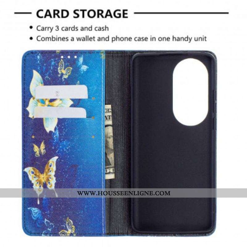 Flip Cover Huawei P50 Pro Papillons Colorés