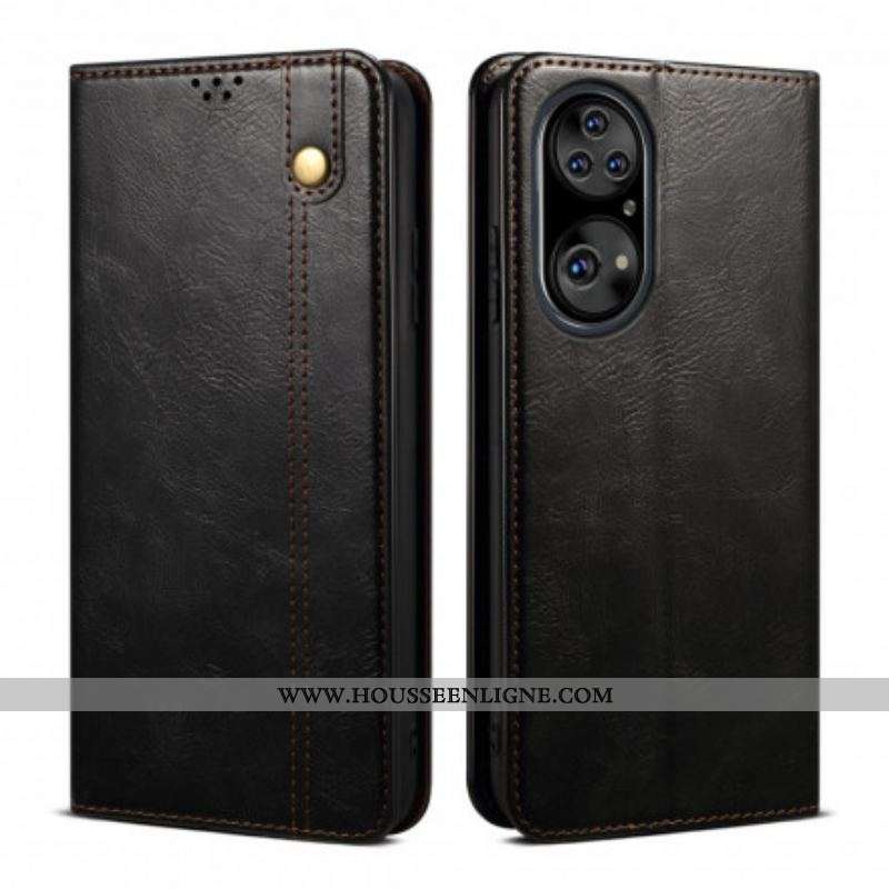 Flip Cover Huawei P50 Pro Simili Cuir Ciré