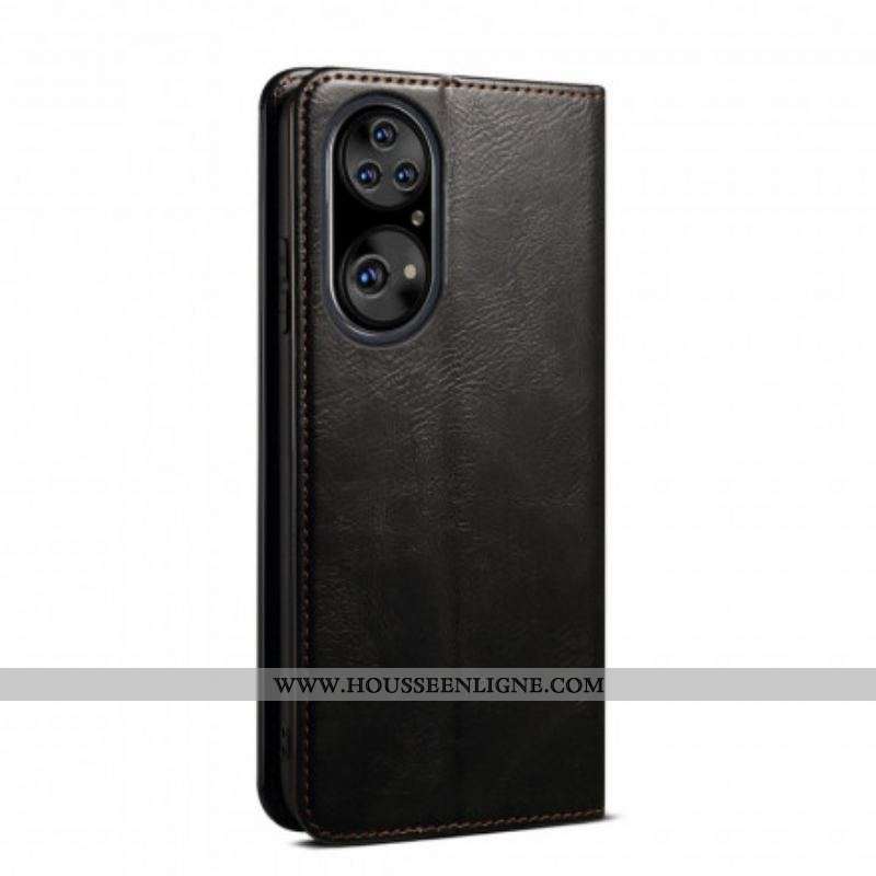 Flip Cover Huawei P50 Pro Simili Cuir Ciré