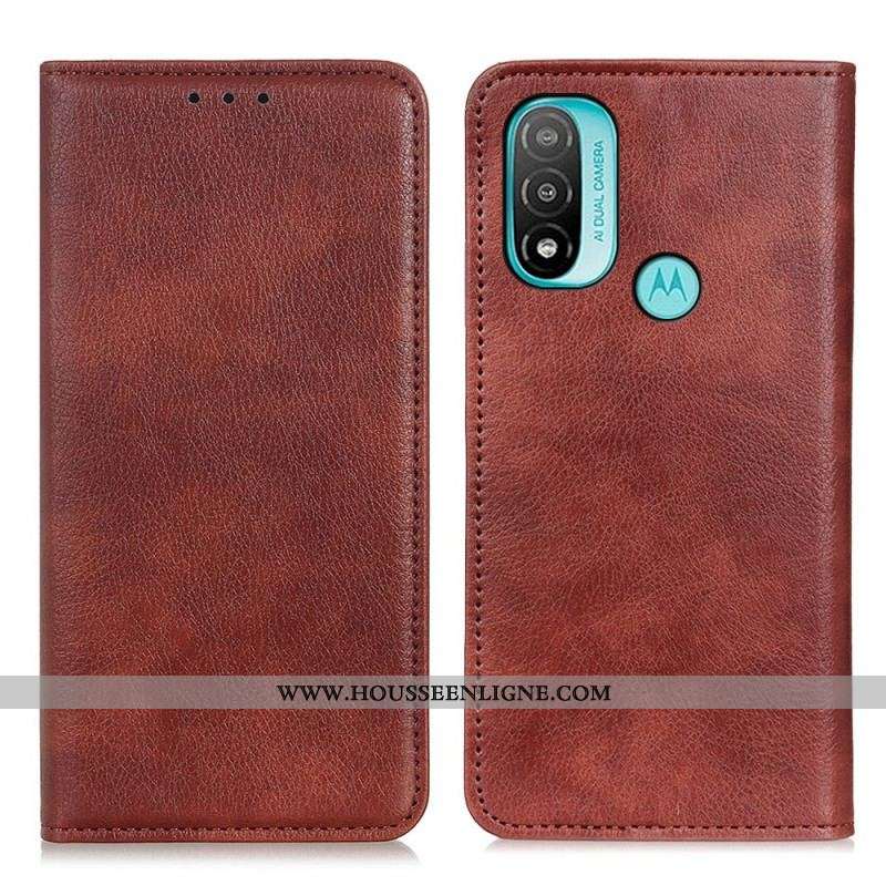 Flip Cover Moto E40 / E30 / E20 Cuir Fendu Texturé