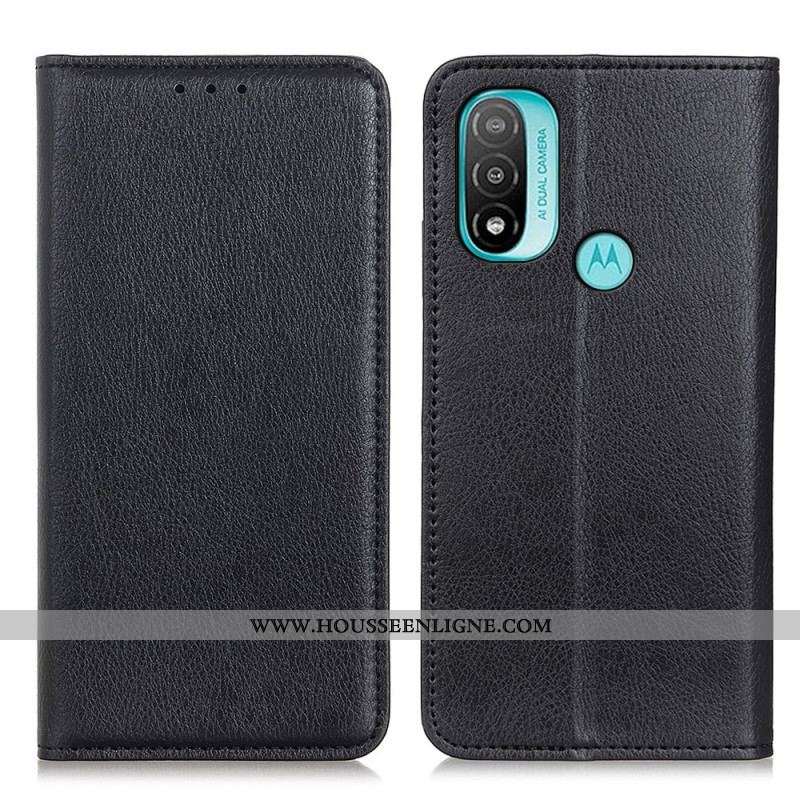 Flip Cover Moto E40 / E30 / E20 Cuir Fendu Texturé
