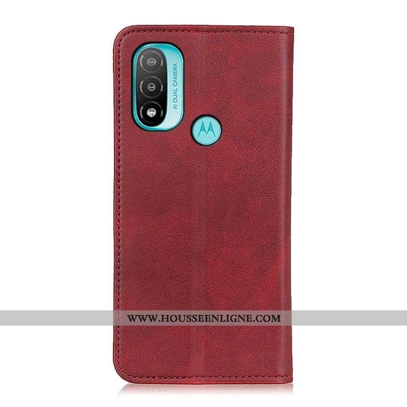 Flip Cover Moto E40 / E30 / E20 Cuir Fendu Élégance