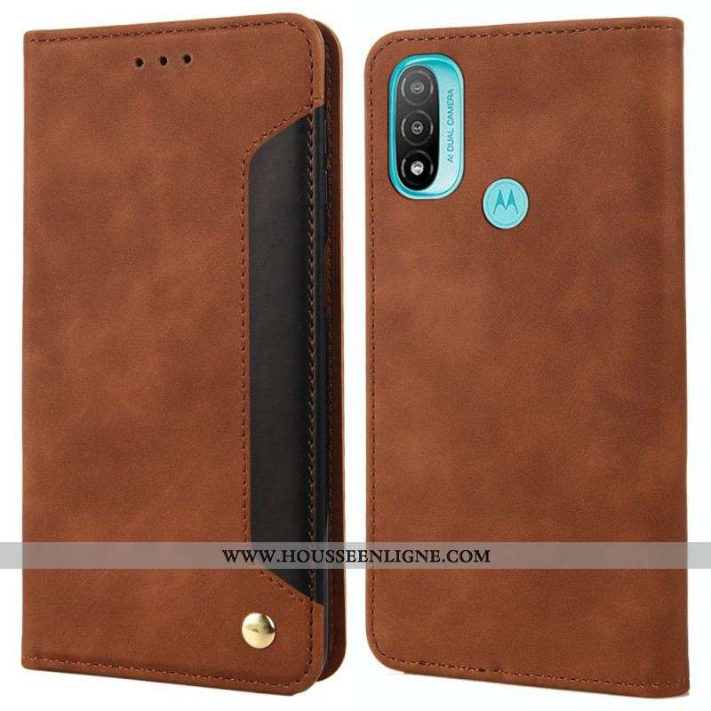 Flip Cover Moto E40 / E30 / E20 Effet Cuir Business Bicolore