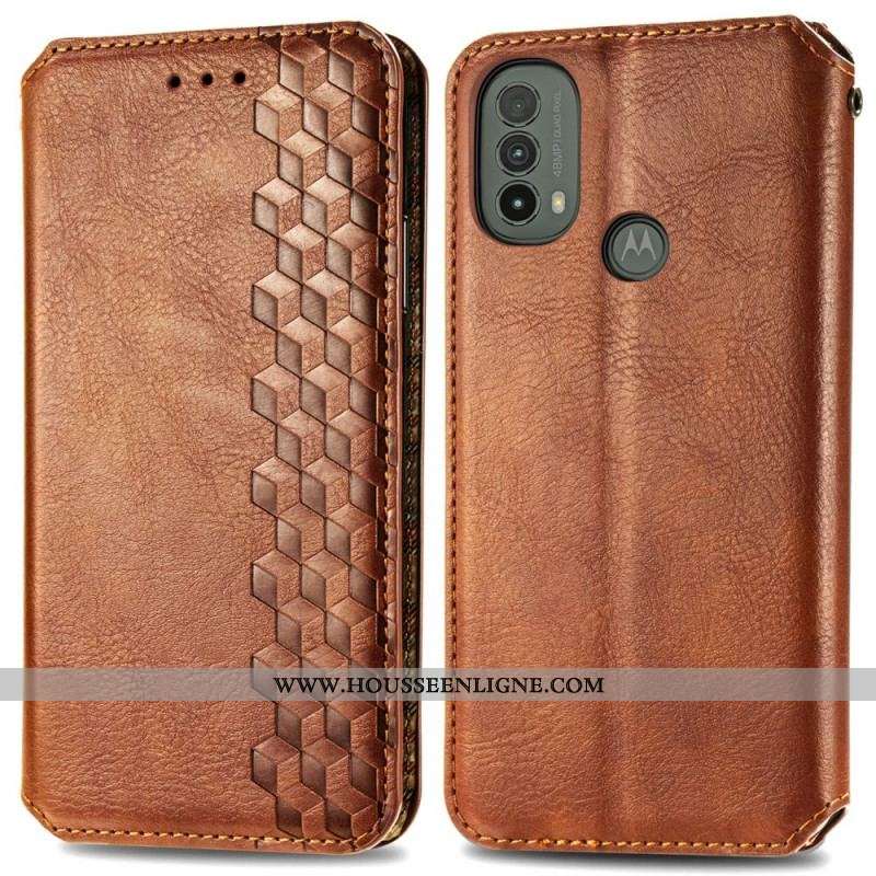 Flip Cover Moto E40 / E30 / E20 Effet Cuir Texture Diamant