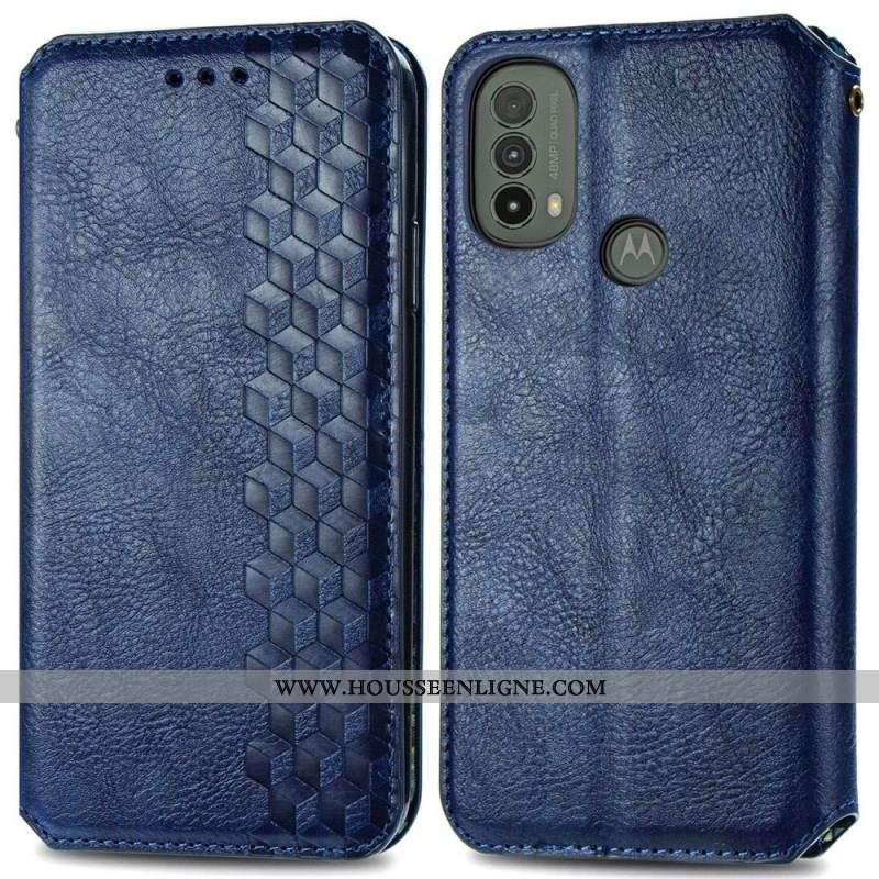 Flip Cover Moto E40 / E30 / E20 Effet Cuir Texture Diamant