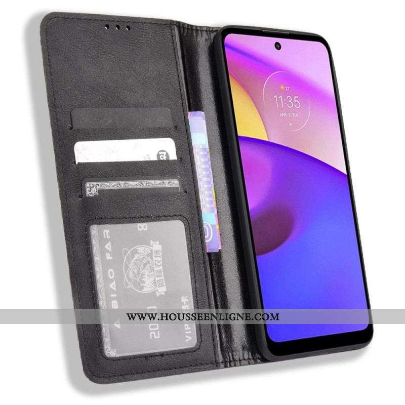 Flip Cover Moto E40 / E30 / E20 Effet Cuir Vintage Stylisé