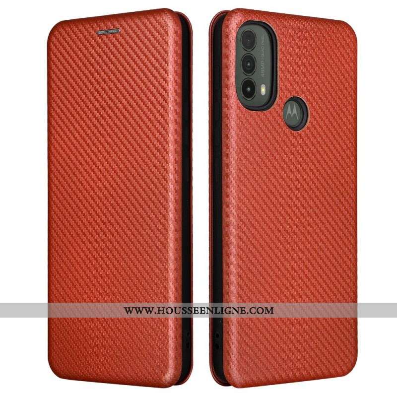 Flip Cover Moto E40 / E30 / E20 Fibre Carbone