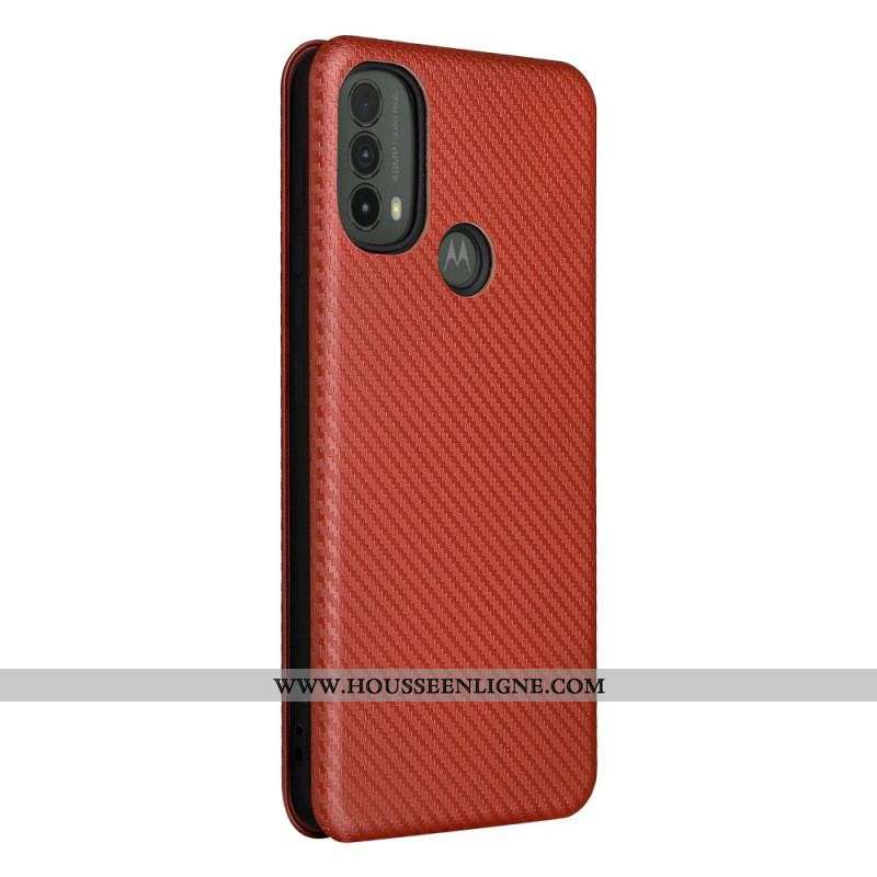 Flip Cover Moto E40 / E30 / E20 Fibre Carbone