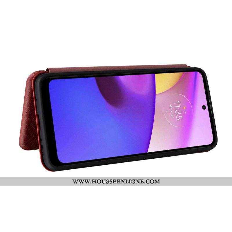 Flip Cover Moto E40 / E30 / E20 Fibre Carbone