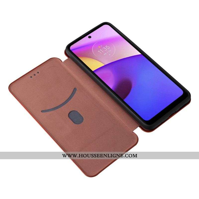 Flip Cover Moto E40 / E30 / E20 Fibre Carbone