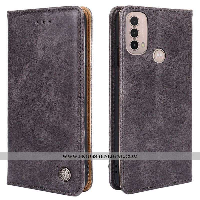 Flip Cover Moto E40 / E30 / E20 Style Cuir Rivet
