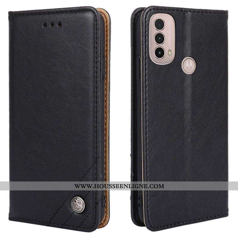 Flip Cover Moto E40 / E30 / E20 Style Cuir Rivet