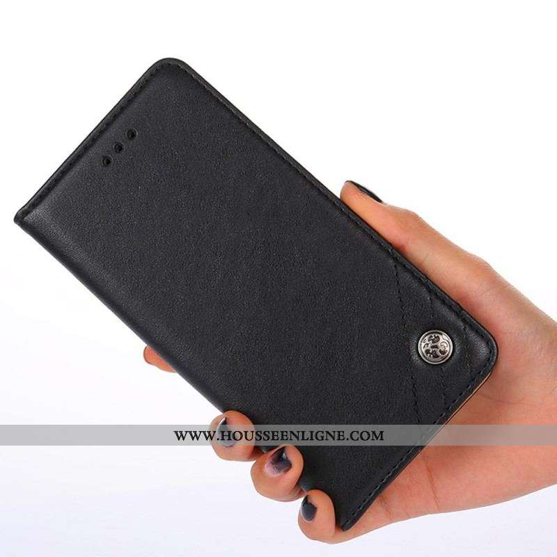 Flip Cover Moto E40 / E30 / E20 Style Cuir Rivet